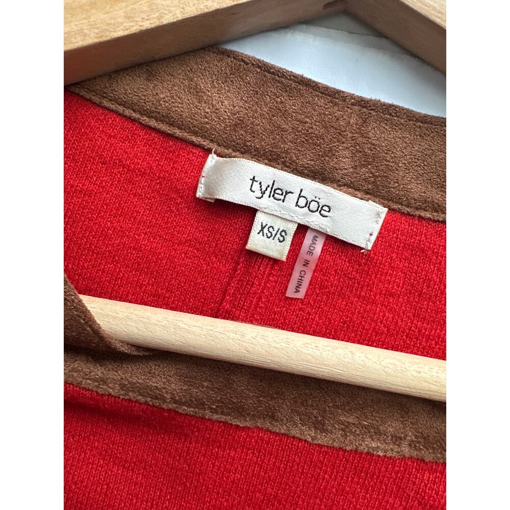 Tyler Boe Red Brown Cotton Cashmere Knit Fringe Poncho Sweater Cap Size Small XS - Picture 7 of 9